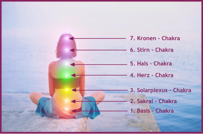 7. Kronen - Chakra  6. Stirn - Chakra  5. Hals - Chakra  4. Herz - Chakra  3. Solarplexus - Chakra  2. Sakral - Chakra 1. Basis - Chakra